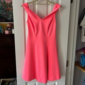 NWOT Neon Pink Off-Shoulder Dress GUESS Barbiecore